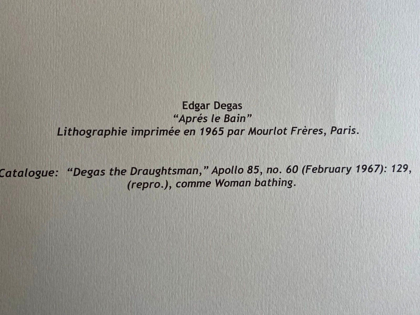 Edgar Degas Lithograph Coa Mourlot