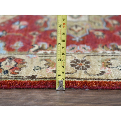 2'X3' Red And Beige Karajeh Design Wool Hand Knotted Oriental Rug