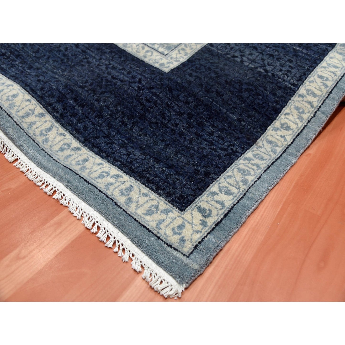 9'X12'3" Blue Modern Design Pure Wool Hand Knotted Oriental Rug