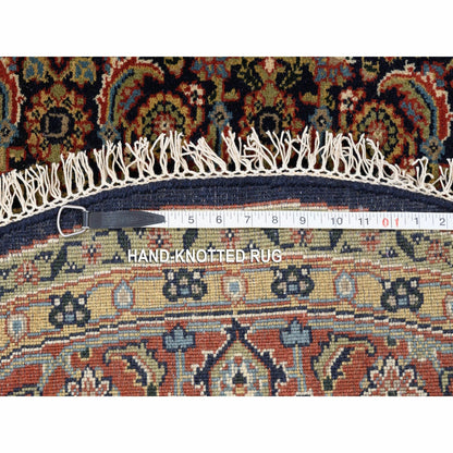 5'10"X5'10" Hand Spun Wool Blue All Over Herrita Design Hand Knotted Rug