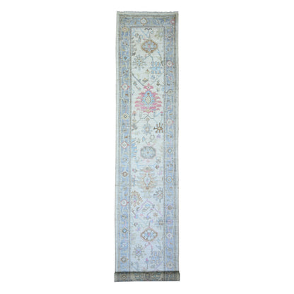 2'9"X15'10" Beige Wool Hand Knotted Afghan Angora Oushak Runner Rug