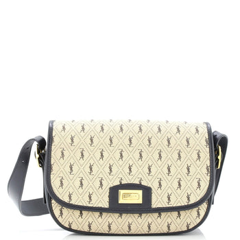 Saint Laurent Flap Satchel Monogram All Over Canvas And Leather Medium