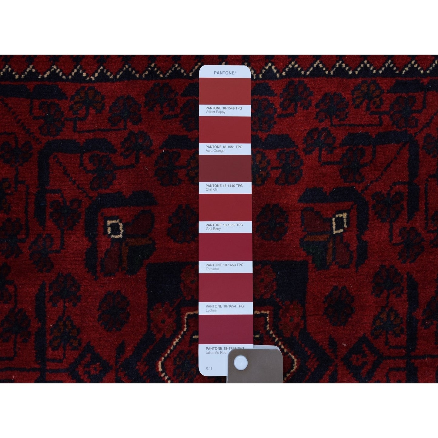 3'3"X4'8" Geometric Design Afghan Khamyab Wool Hand Knotted Oriental Rug