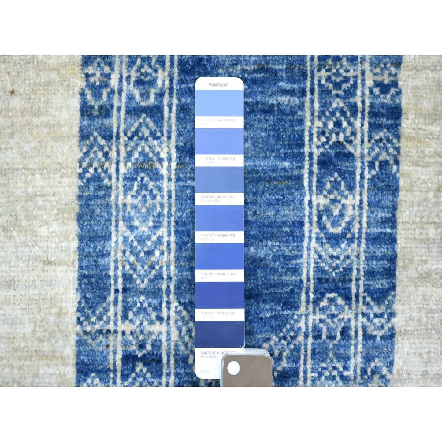 5'10"X8'9" Denim Blue Fine Peshawar Hand Knotted Soft And Shiny Wool Rug