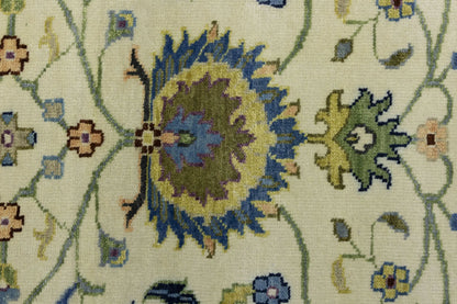Cream Osh Chobi Peshawar Wool Runner Rug Floral