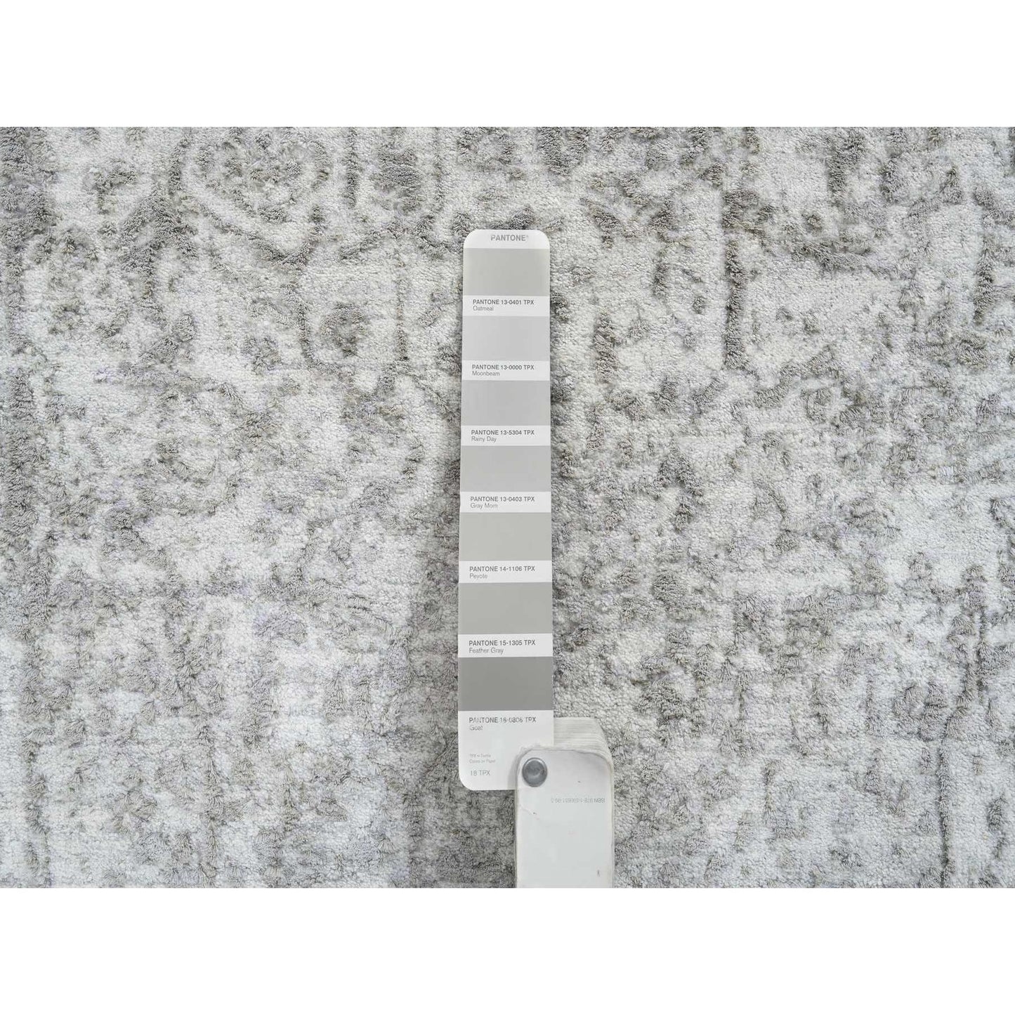 2'7"X17'7" Gray Hand Knotted Wool And Silk Zoroastrian Design Runner Rug