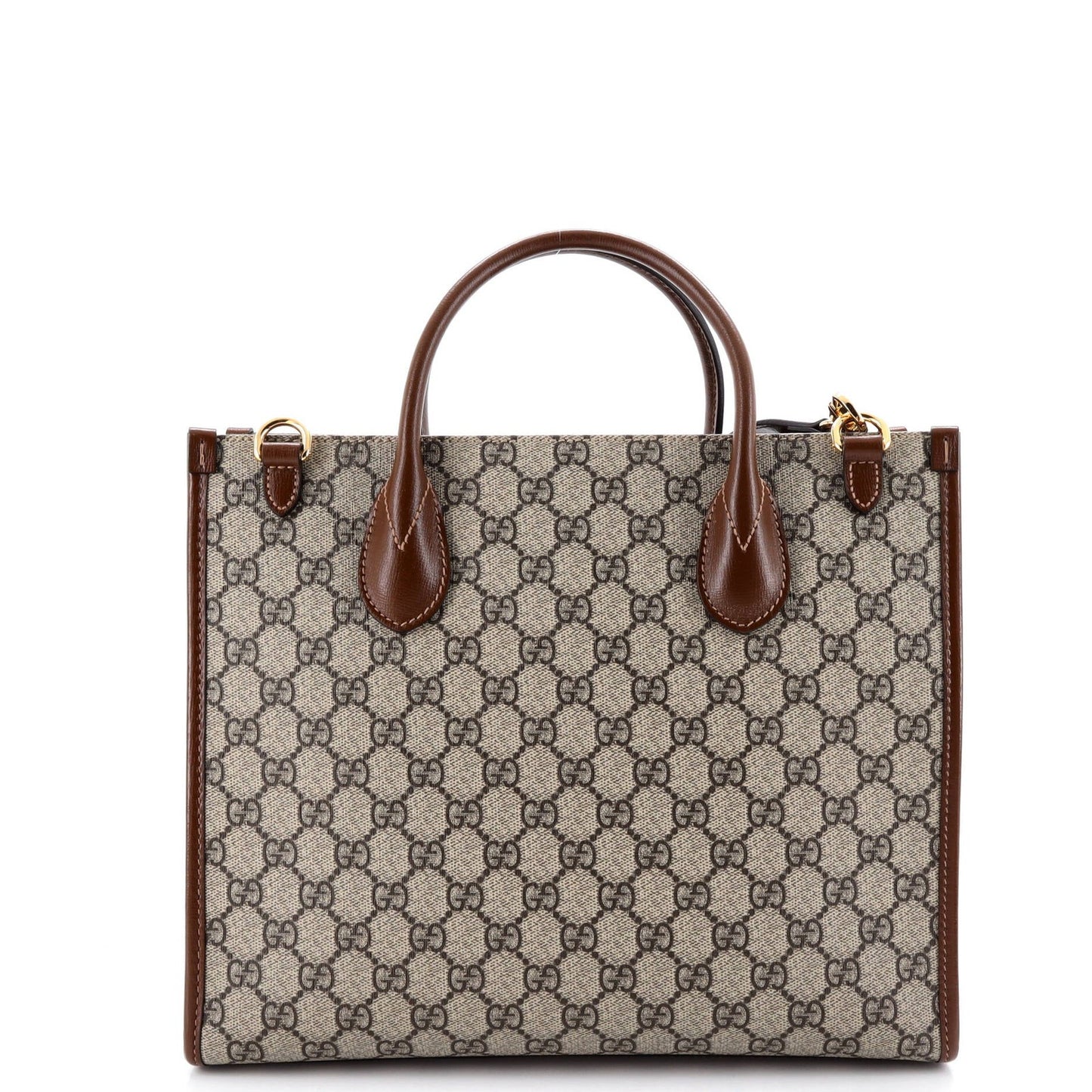 Gucci Structured Top Handle Open Tote Gg Coated Canvas Small