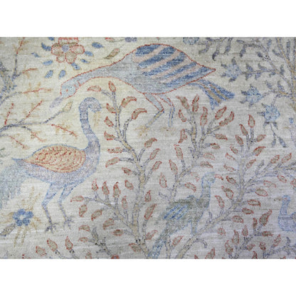 Rug 8'x8' Lexicon Ivory Afghan Peshawar Organic Wool Hand Knotted Round