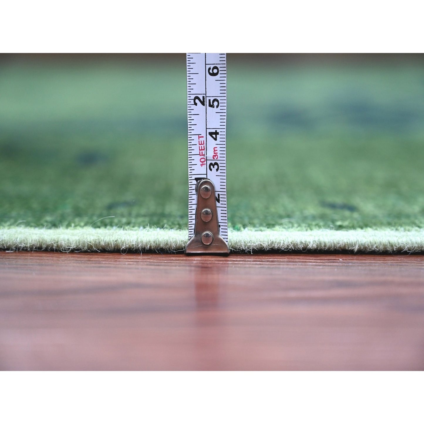 7'9"X9'8" Hunter Green Overdyed Heris Design Hand Knotted 100% Wool Rug