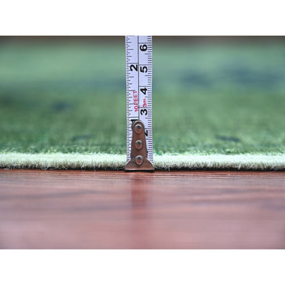 7'9"X9'8" Hunter Green Overdyed Heris Design Hand Knotted 100% Wool Rug