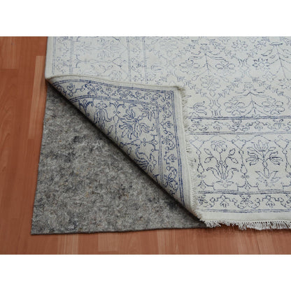 9'1"X11'10" Ivory Hand Knotted 100% Cotton Agra Design Rug