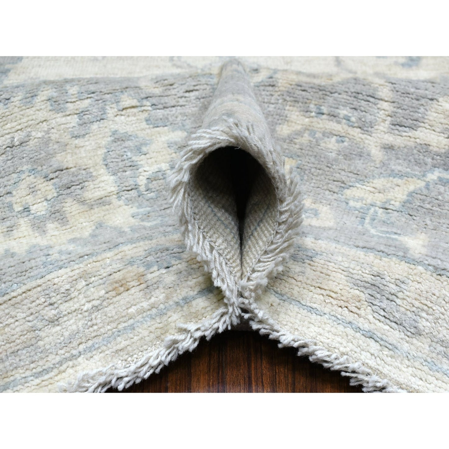 Rug 8'1"x9'8"Gray Afghan Angora Oushak Hand Knotted Natural Wool Oriental