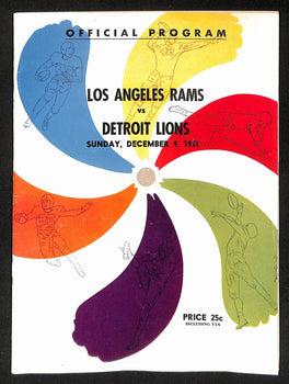 Vintage Dec. 9, 1951 Los Angeles Rams Vs. Detroit Lions Football Program 194939
