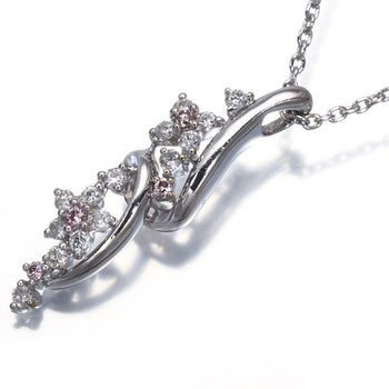 Pink &Cleardiamond 0.04Ct/0.20Ct Flower Necklace