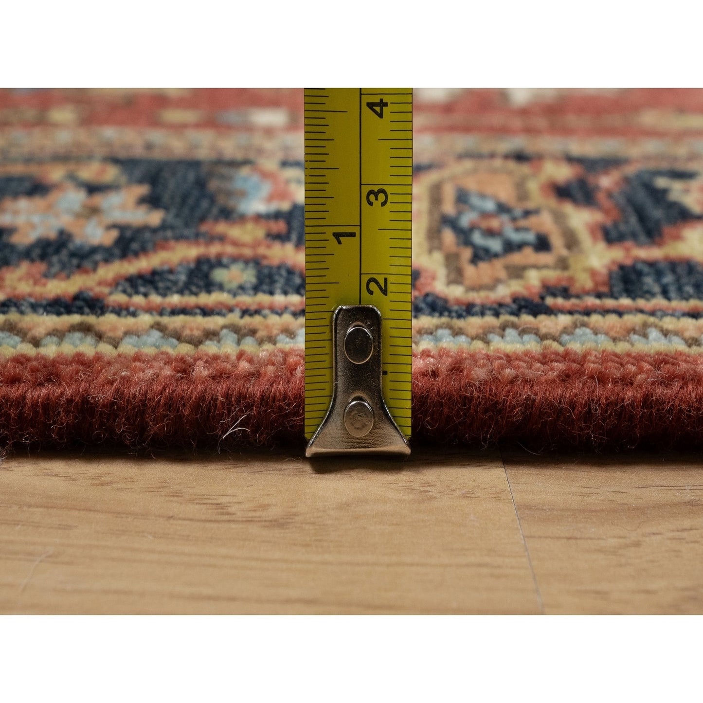 2'8"X10' Chili Red New Zealand Wool Heris Revival Hand Knotted Runner Rug