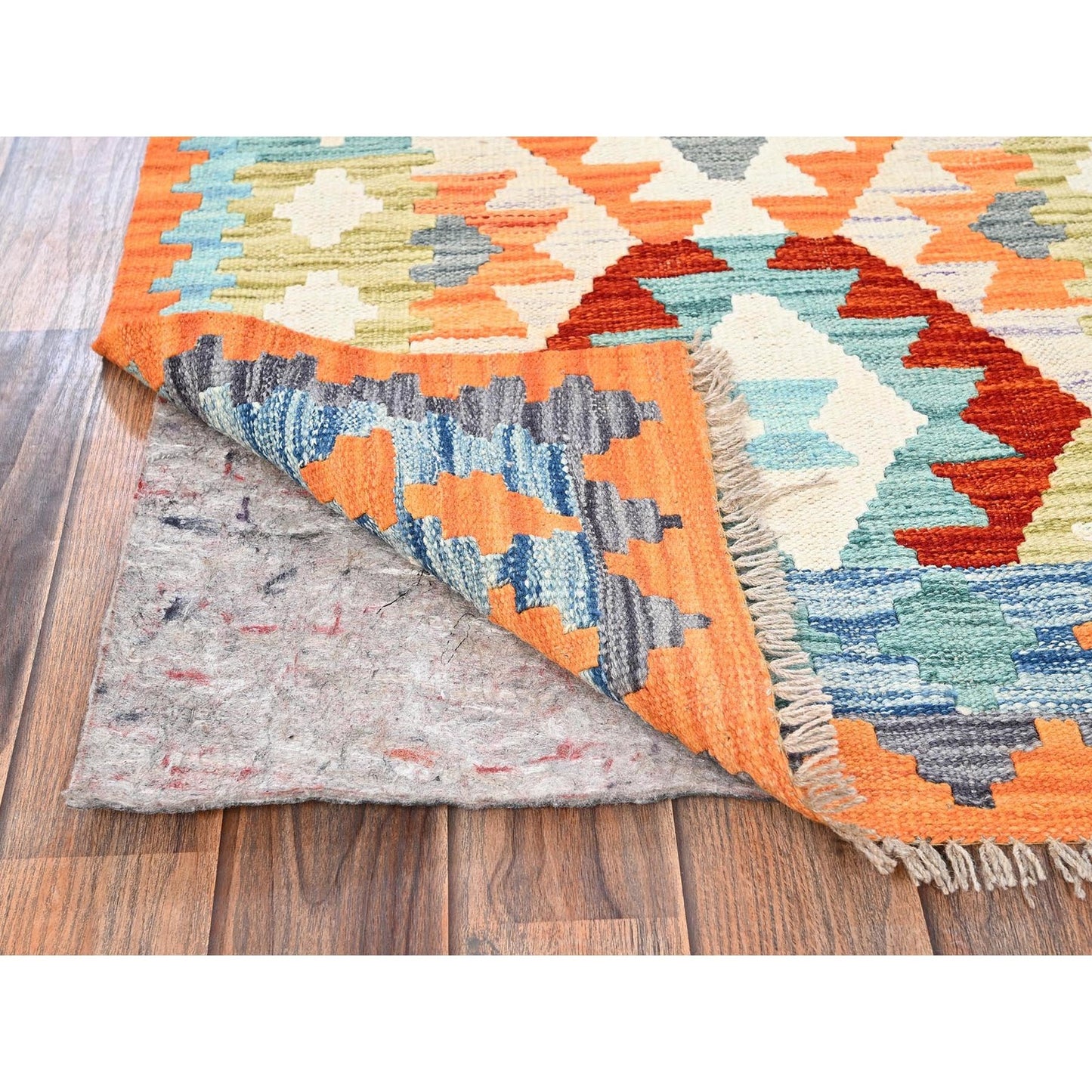 2'7"X8' Colorful Afghan Kilim 100% Wool Rug Flat Weave Hand Woven Runner