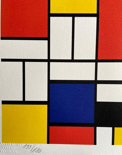 Piet Mondrian Lithograph Coa Signed Stamped Numbered 180 Ex