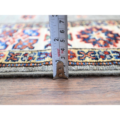 2'8"X15'5" Gray Afghan Super Kazak 100% Wool Oversized Oriental Runner Rug