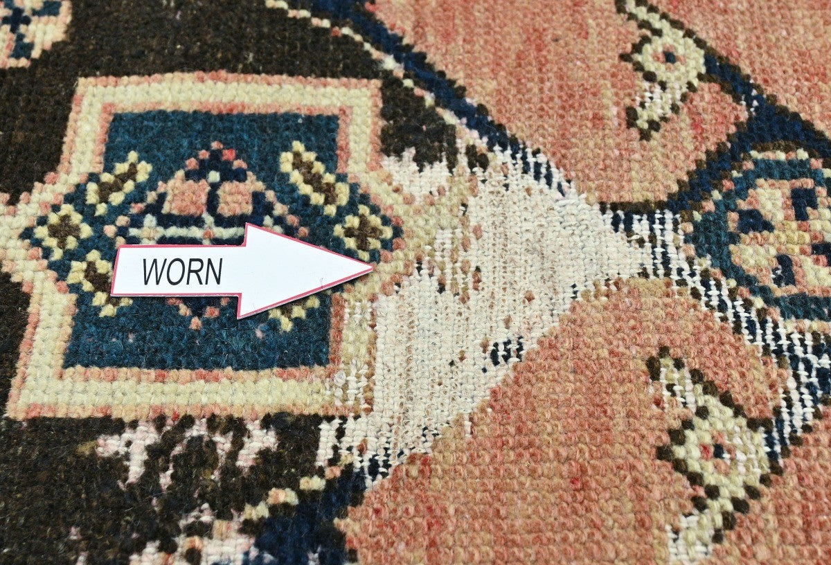 Rare Vintage Tribal Geometric Oriental Farmhouse Carpet Distressed 5x8 Rug