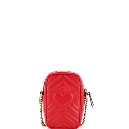 Gucci Gg Marmont Vertical Phone Crossbody Bag Matelasse Leather Mini