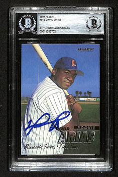 1997 Fleer David Ortiz Hof Signed Rc Card #512 Twins Bas/Beckett 197067