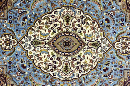 Hand-Knotted Kirman Oriental Rug 6X8 Ft Blue