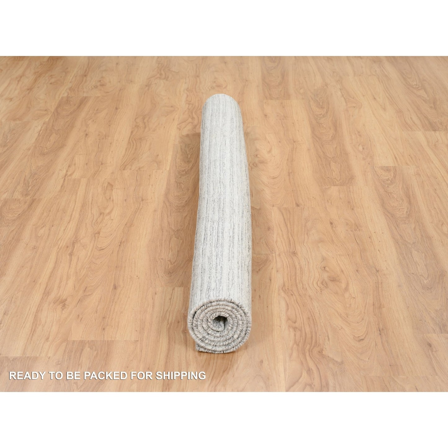 6'1"X6'1" Gray Undyed Natural Wool Modern Design Hand Loomed Square Rug