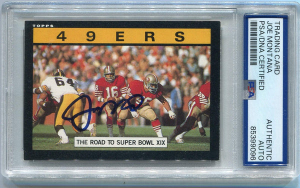 Joe Montana 1985 Topps 49Ers Team Card Autographed Psa Authenticated