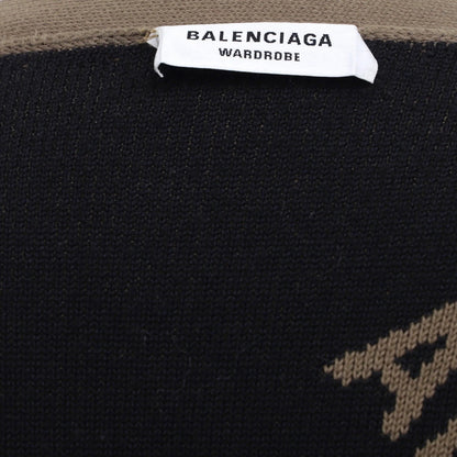 Balenciaga All Over Logo Cardigan Cotton And Wool Blend