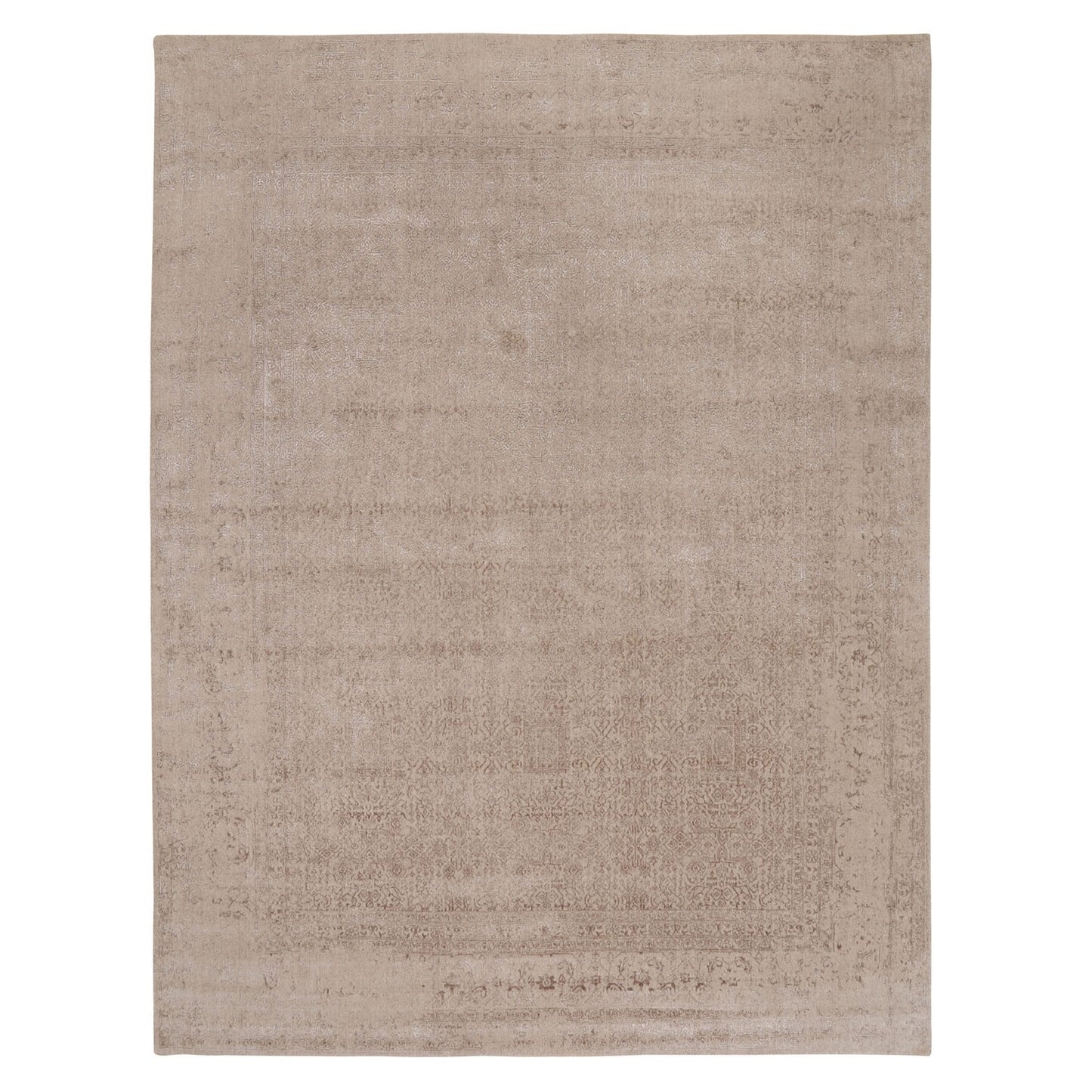 11'8"X14'8" Oversized Taupe Fine Jacquard Hand Loomed Wool And Artsilkrug