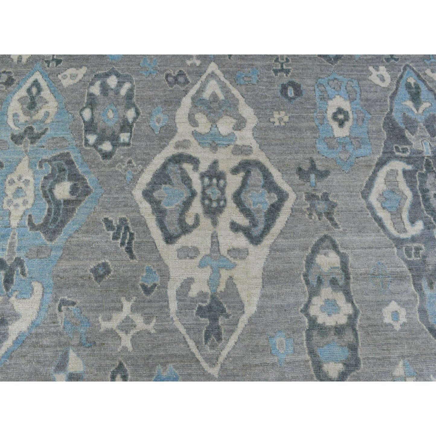 8'X9'10" Wool Hand Knotted Gunmetal Gray Afghan Angora Oushak Rug
