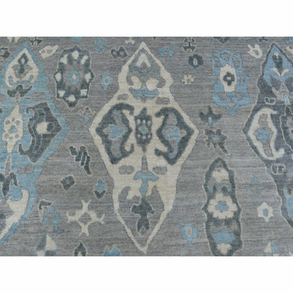8'X9'10" Wool Hand Knotted Gunmetal Gray Afghan Angora Oushak Rug