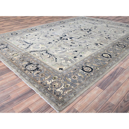 9'X12'2" Gray Seeripe Heris Design 100% Wool Hand Knotted Oriental Rug