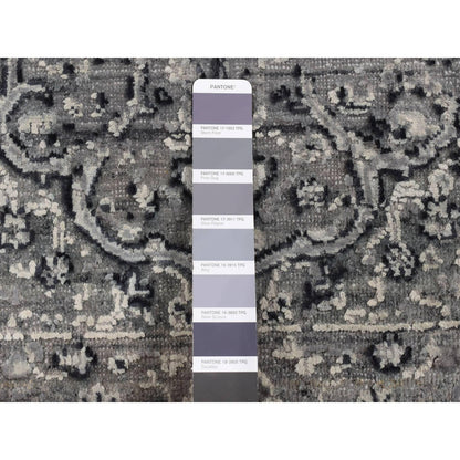 2'1"X3'1" Gray Zoroastrian Design Silk With Wool Hand Knotted Mat Rug