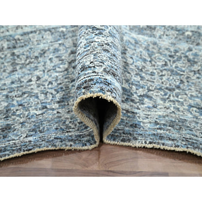 9'1"X12'2" Stone Blue Pre Historic Mamluk Design Hand Knotted Wool Rug