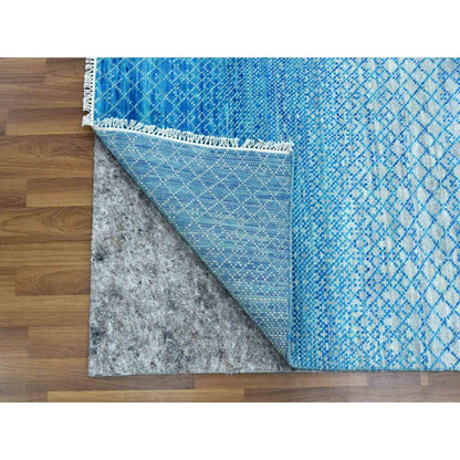 9'1"X12'2" Blue Hand Knotted Chiaroscuro Collection Wool Oriental Rug