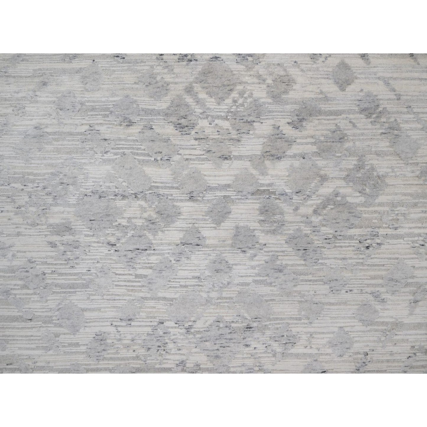 9'X12'1" Ivory Hand Knotted Modern Design Undyed Natural Wool Oriental Rug