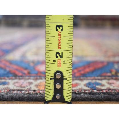 4'X10'3" Yellow Antique Farsian Bookshaish Wool Hand Knotted Runner Rug