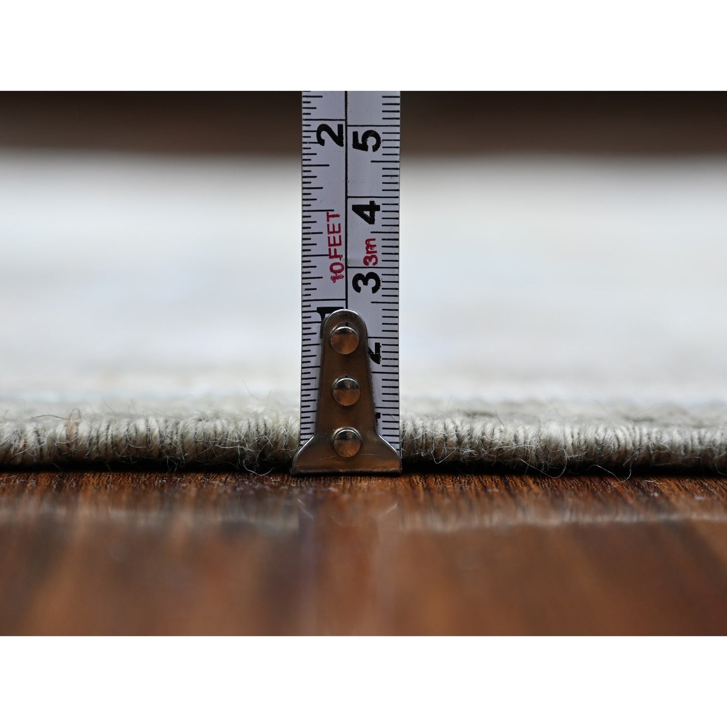 3'X15'9" Olive Gray Hand Knotted Afghan Angora Oushak Wool Xl Runner Rug