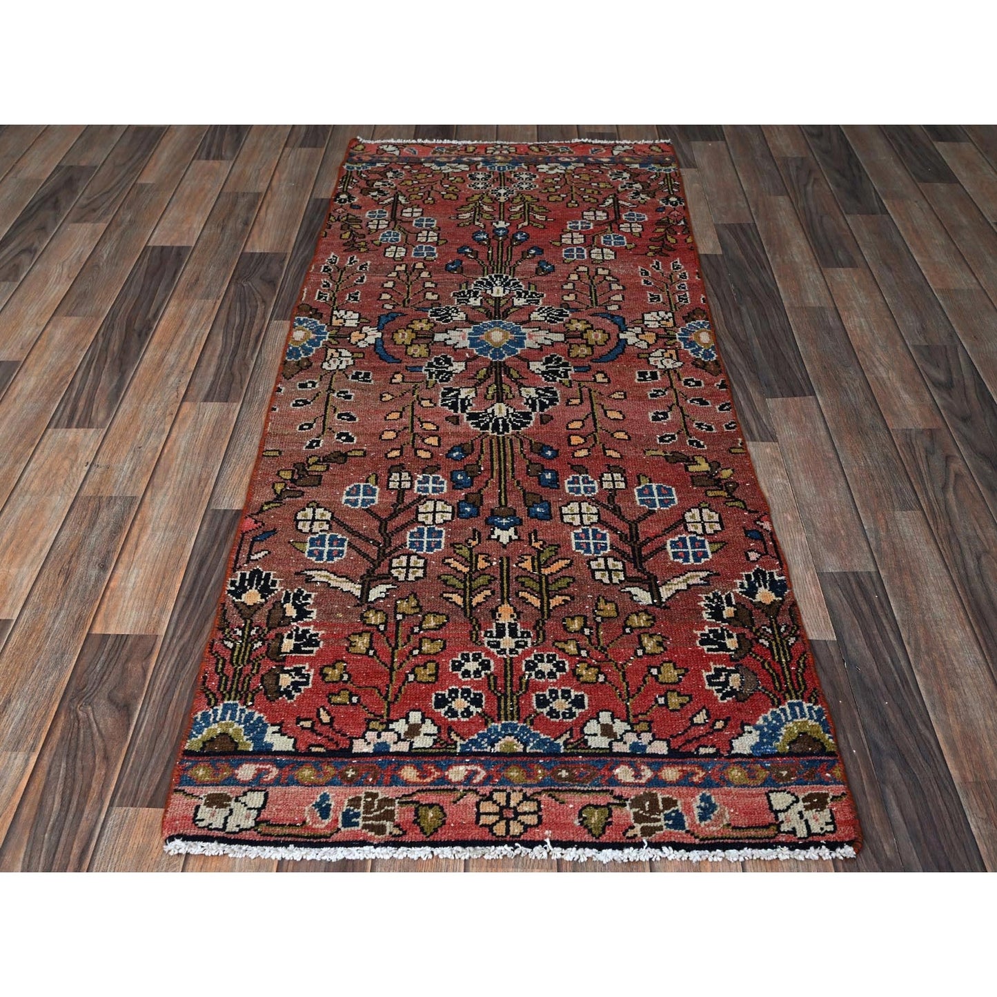 2'5"X5'10" Blush Red Vintage Zoroastrian Hand Knotted Wool Runner Rug