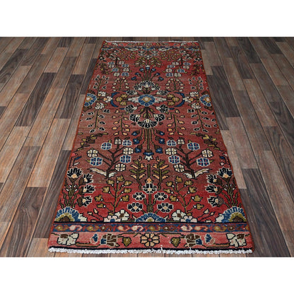 2'5"X5'10" Blush Red Vintage Zoroastrian Hand Knotted Wool Runner Rug