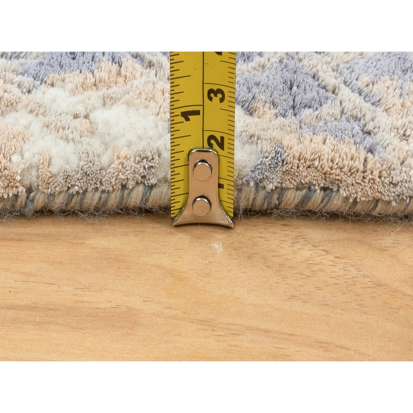 3'X5' Gray Wool & Pure Silk Mosaic Design Handknotted Modern Oriental Rug