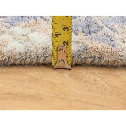 3'X5' Gray Wool & Pure Silk Mosaic Design Handknotted Modern Oriental Rug