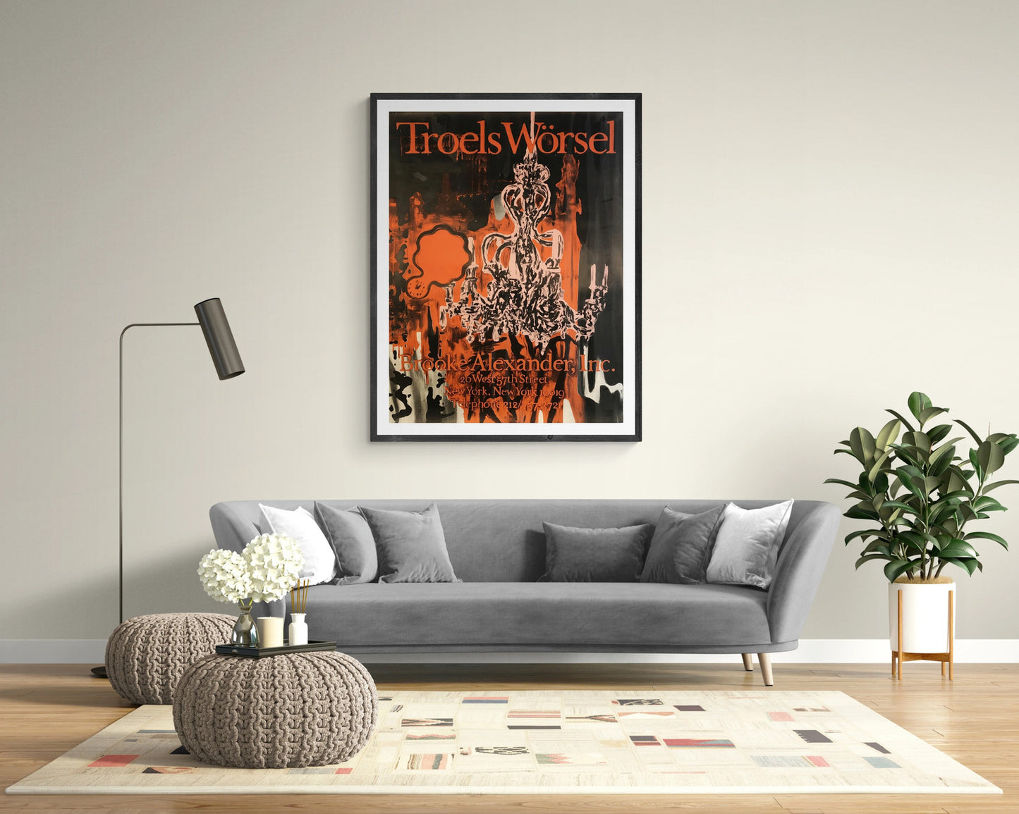 Troels Worsel Untitled " Serigraph Contemporary Orange, Black