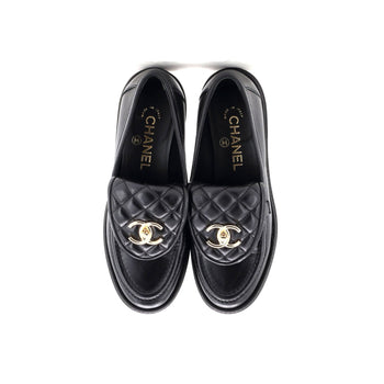 Chanel Women'S Cc Loafers Quilted Leather