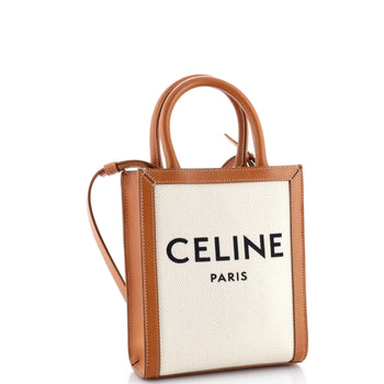 Celine Vertical Cabas Tote Canvas With Leather Mini