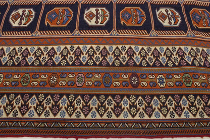 Hand-Knotted Purple-Navy Pictorial Sumak Oriental