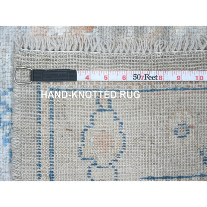 2'9"X9'2" Gray Hand Knotted Angora Oushak All Over Design Wool Runner Rug