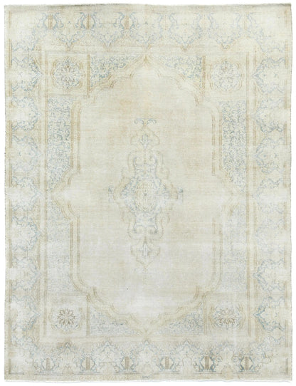Handmade Muted Floral Distressed Oriental Rug