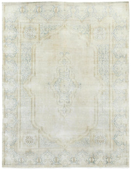 Handmade Muted Floral Distressed Oriental Rug